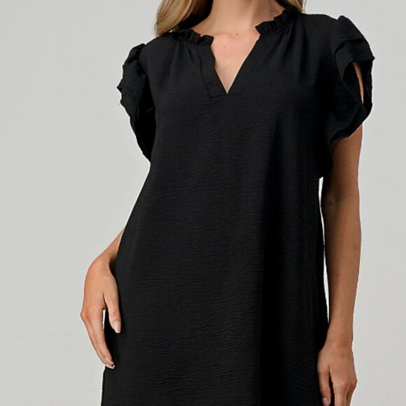 Summer A Line Dress - With Flutter Sleeve in Black - NWT - Picture 2 of 6